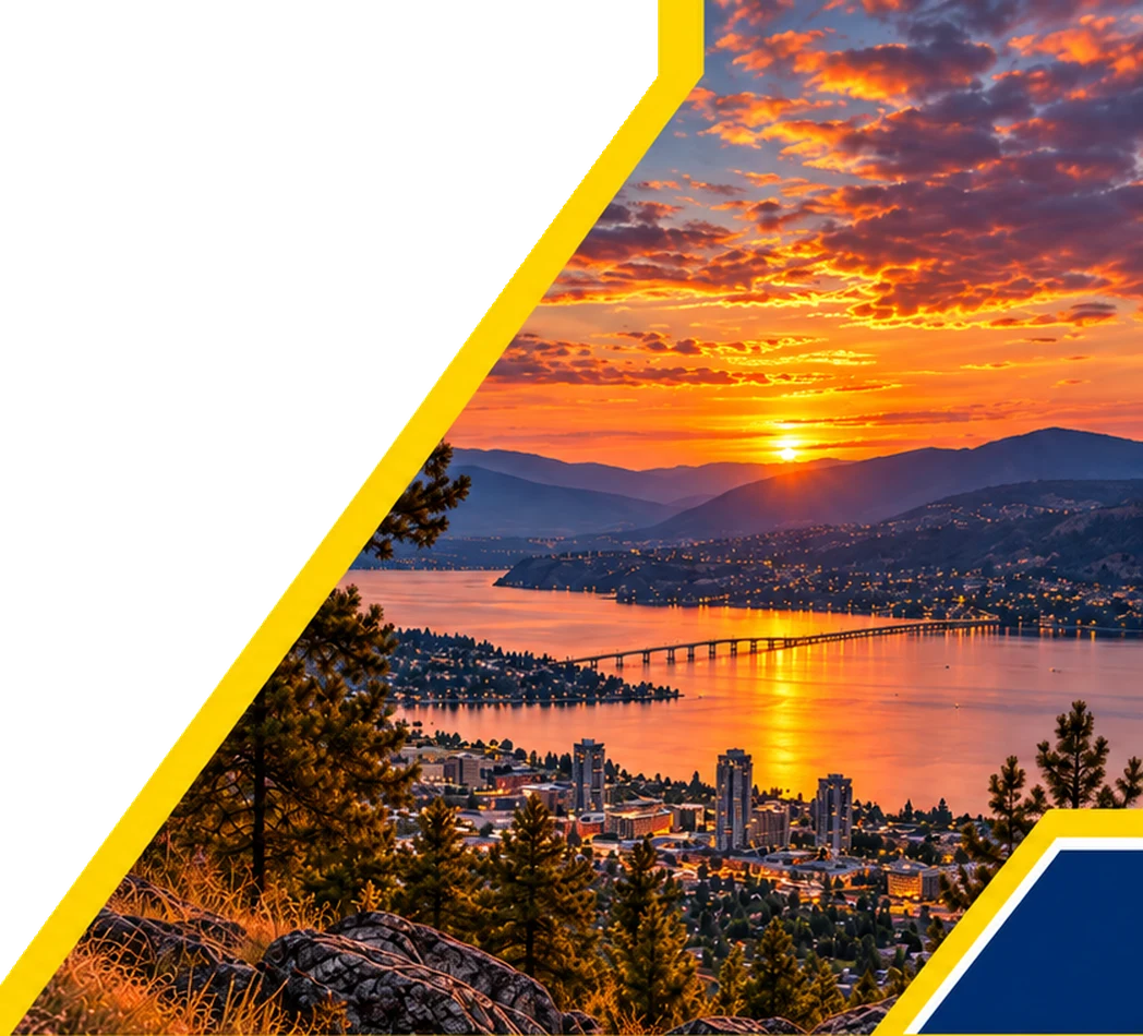 Sunset over Okanagan Lake and Kelowna